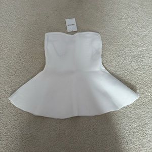 Forever 21 White Peplum Strapless Top